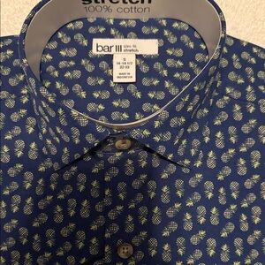 Bar III Men's Navy Pineapple Print Shirt
